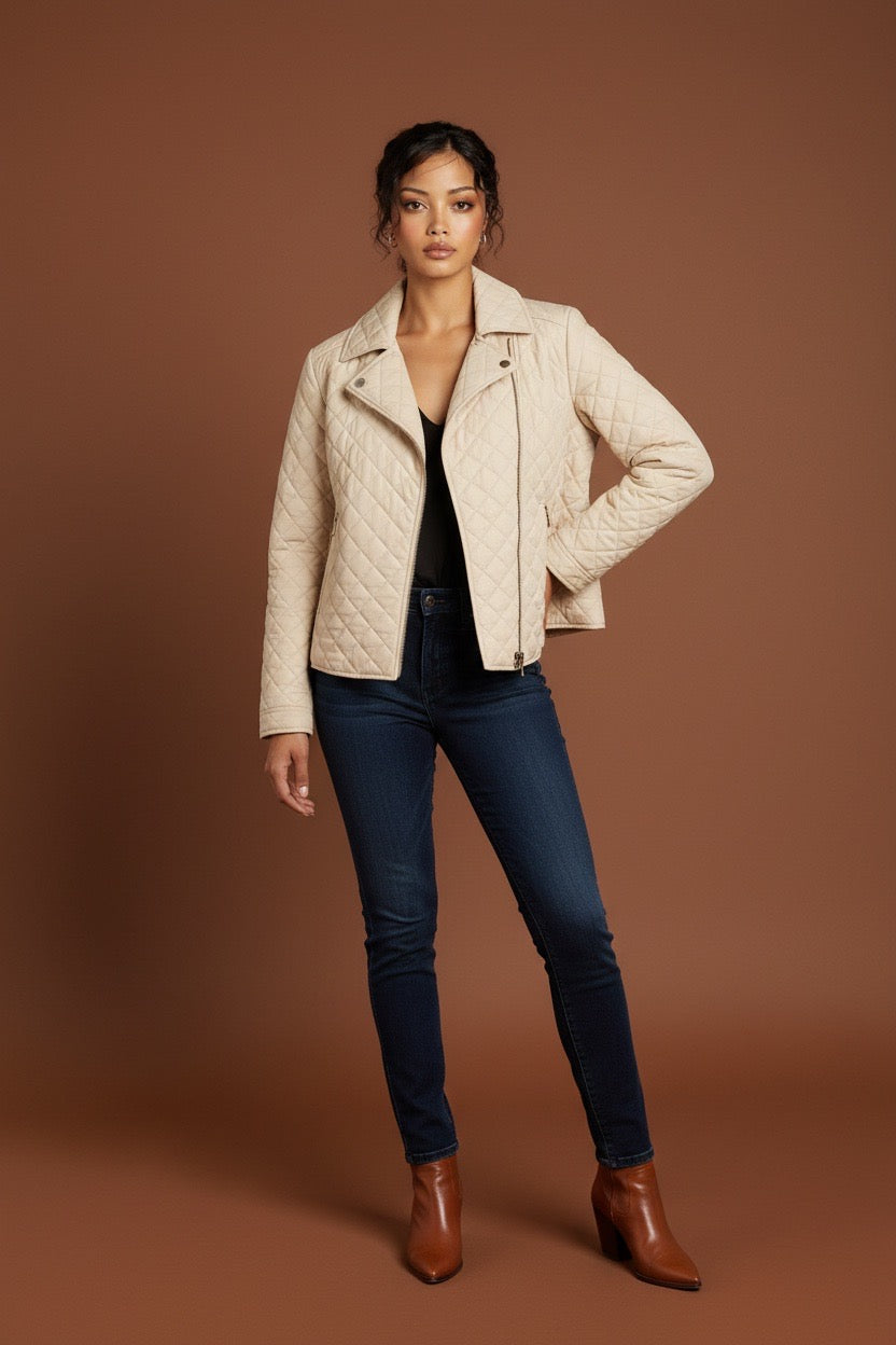 Cream Quilted Jacket