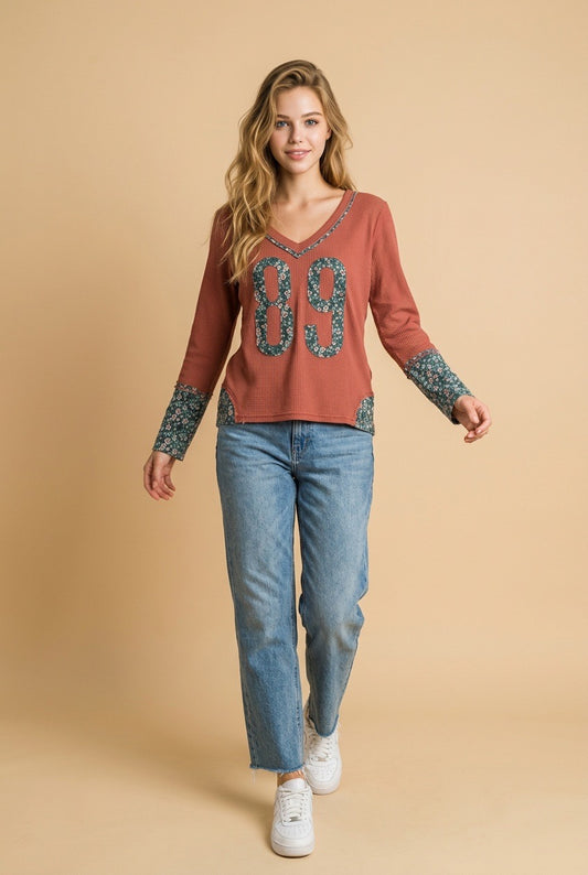 POL Brick & Navy Jersey Top