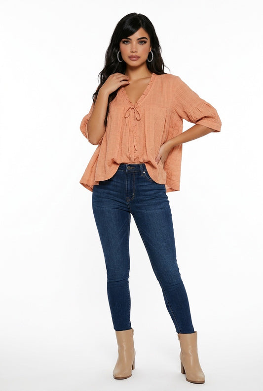 Easle Peach Babydoll Top