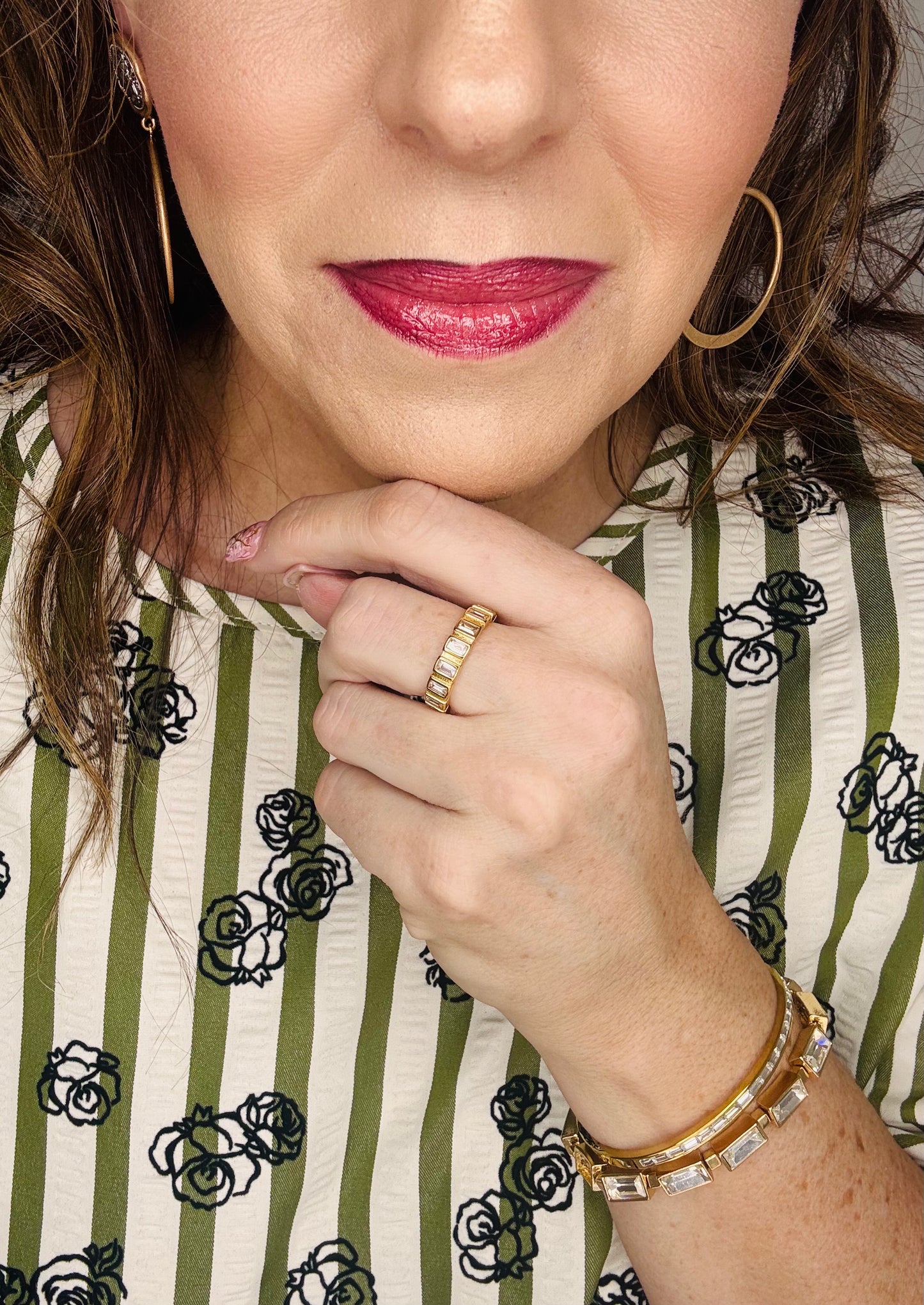 Stainless Steel Gold Baguette Band Ring