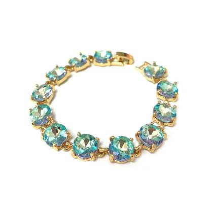 Round Cushion Cut Crystal Glass Linked Bracelet