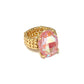 Oval Shape Glass Cocktail Cut Stretched Ring - Charmed Paisley