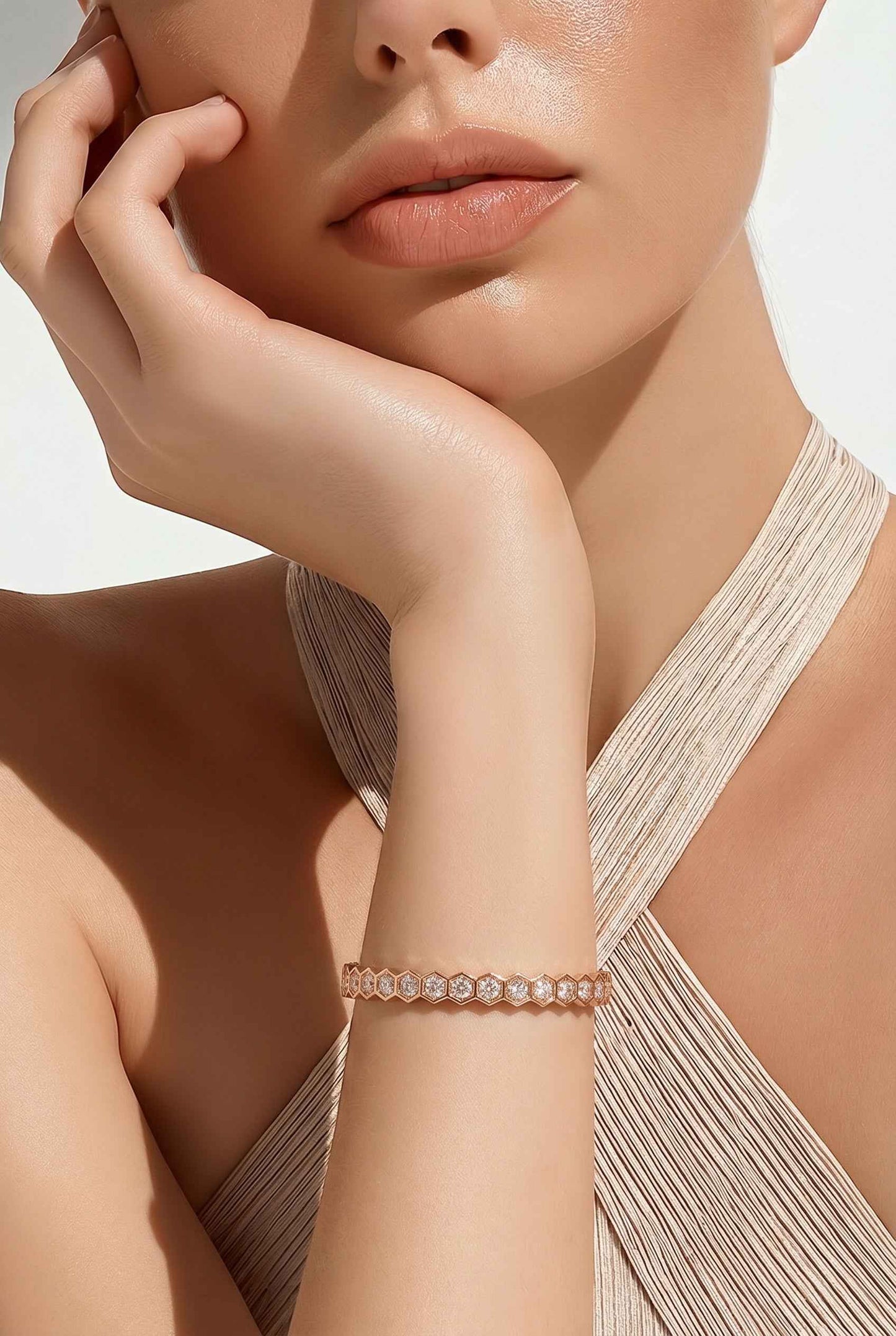 June 23 18K Gold Filled Multi-Octagon Stone Gold Bangle Bracelet