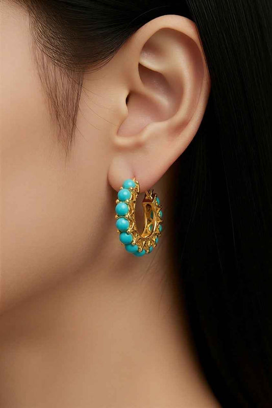 Turquoise Gold Hoops