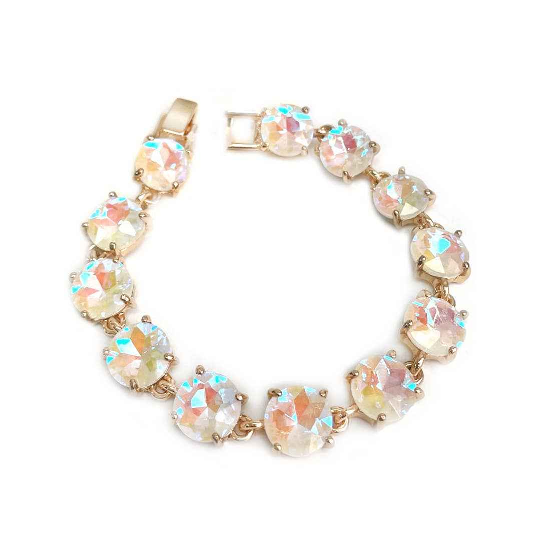Round Cushion Cut Crystal Glass Linked Bracelet