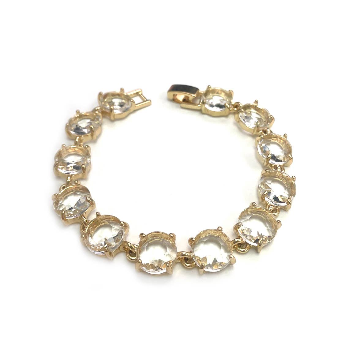 Round Cushion Cut Crystal Glass Linked Bracelet - Charmed Paisley