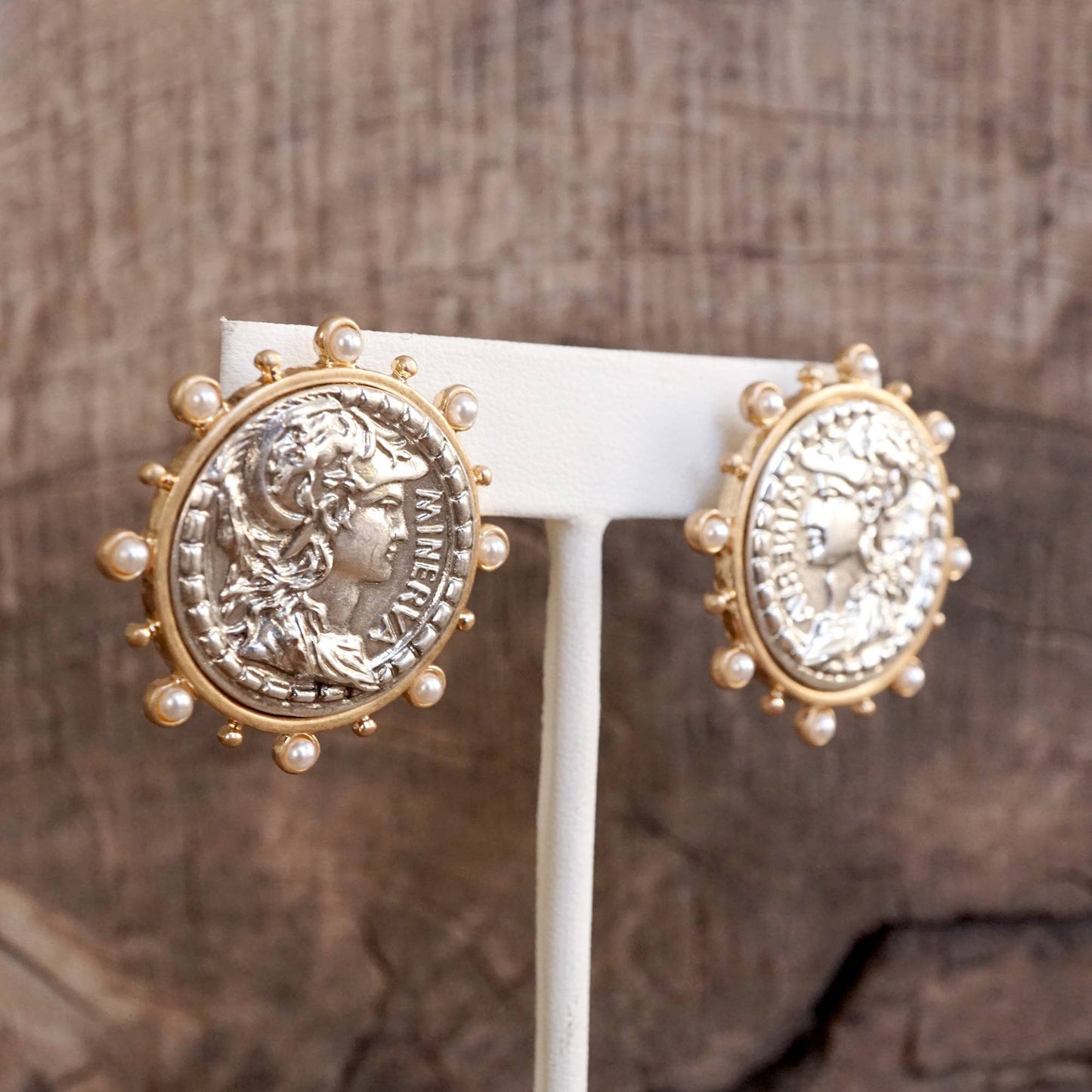 Boho Coin Statement Stud Earrings – Gold and Silver Tone