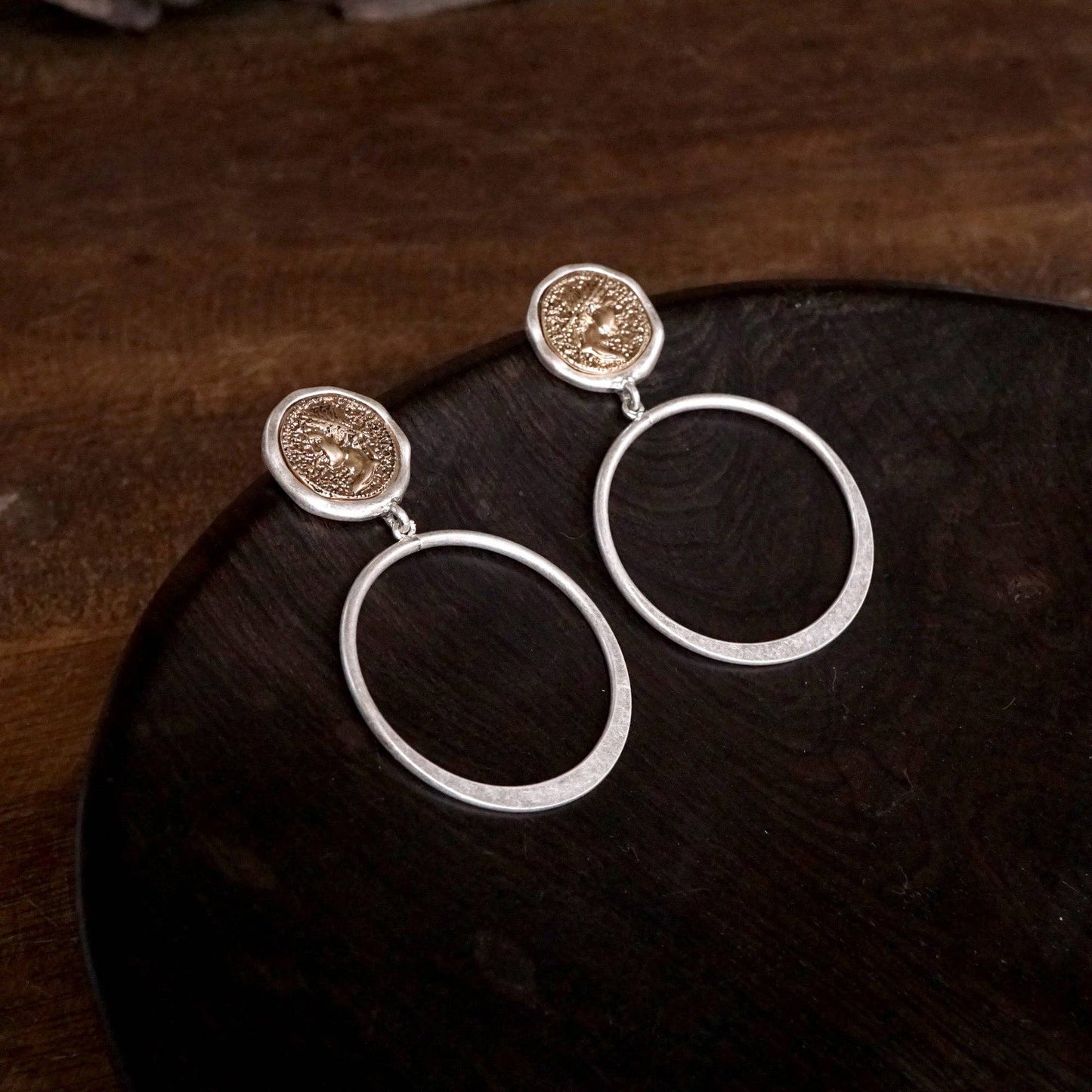Boho Coin and Hoop Earrings – Silver & Gold Tone