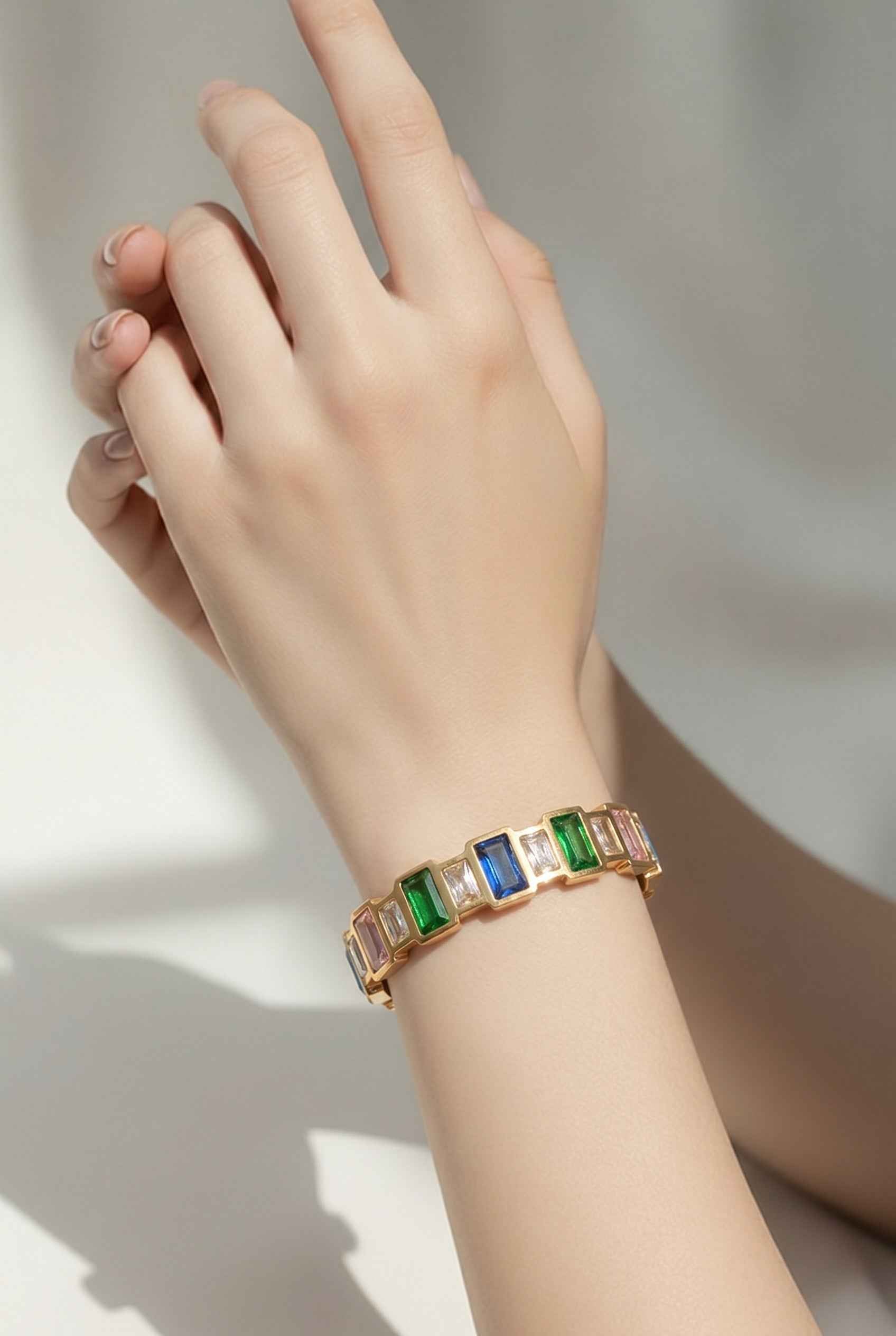 23 July Multi-Jewel 14k Fold Filled Bangle