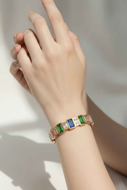 23 July Multi-Jewel 14k Fold Filled Bangle