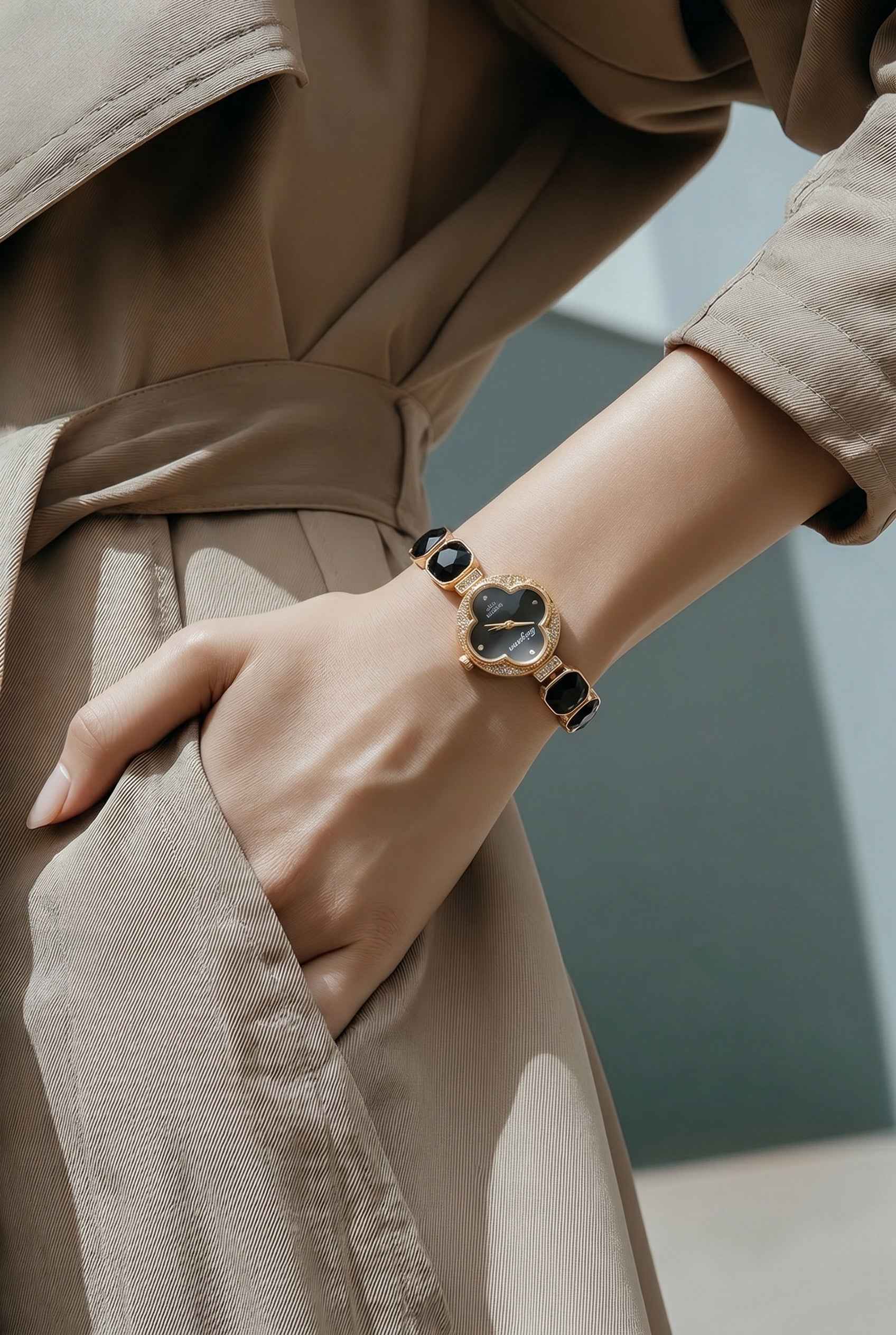 June 23 Multi-Stone Black 18k Filled Watch