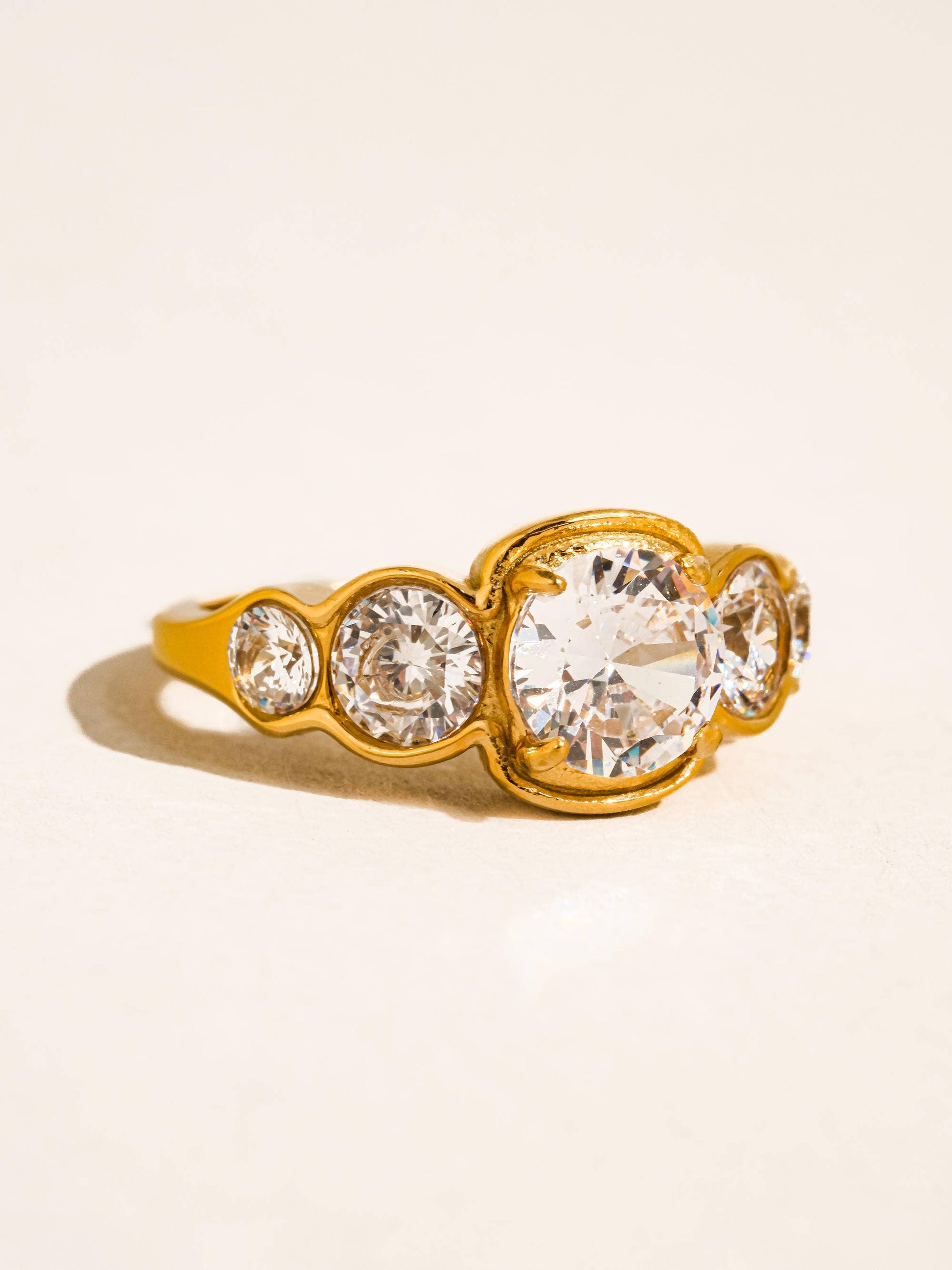 Irid 18K Gold Non-Tarnish Multi CZ Statement Ring