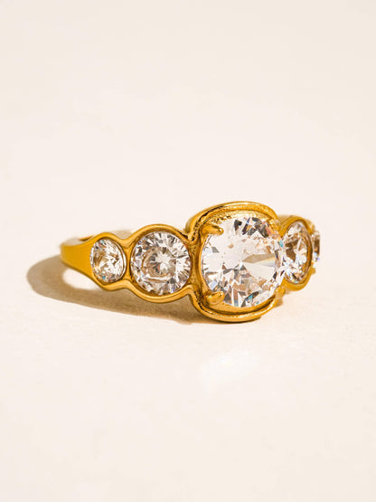 Irid 18K Gold Non-Tarnish Multi CZ Statement Ring