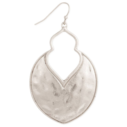 Silver Arabesque Hammered Earring - Charmed Paisley