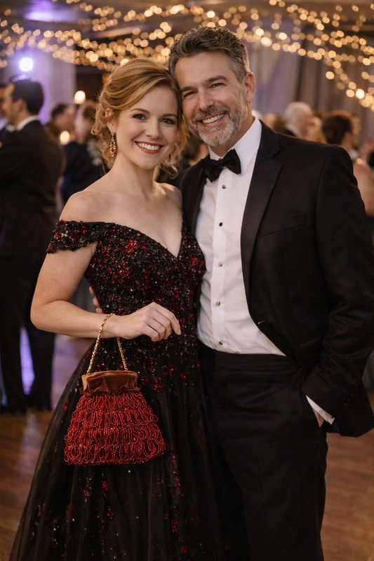 Vintage glass red beaded purse