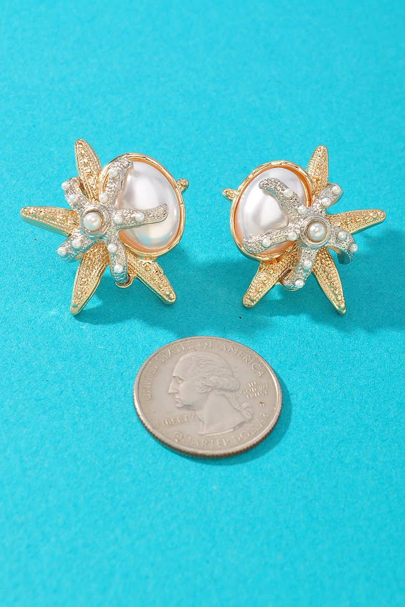 STARFISH PEARL STATEMENT EARRINGS