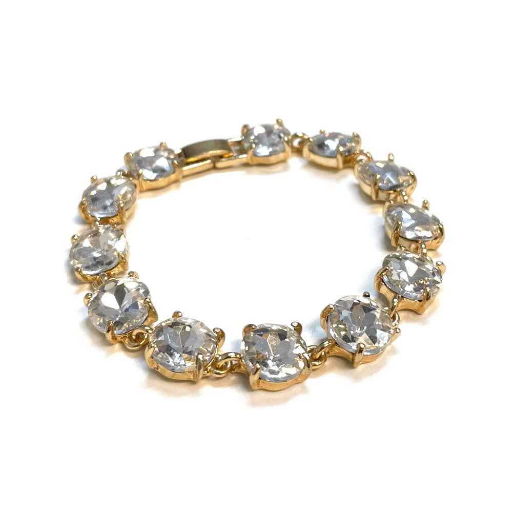 Round Cushion Cut Crystal Glass Linked Bracelet