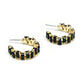Baguette Resin Stone Beads Linked C Shape Hoop Earrings - Charmed Paisley