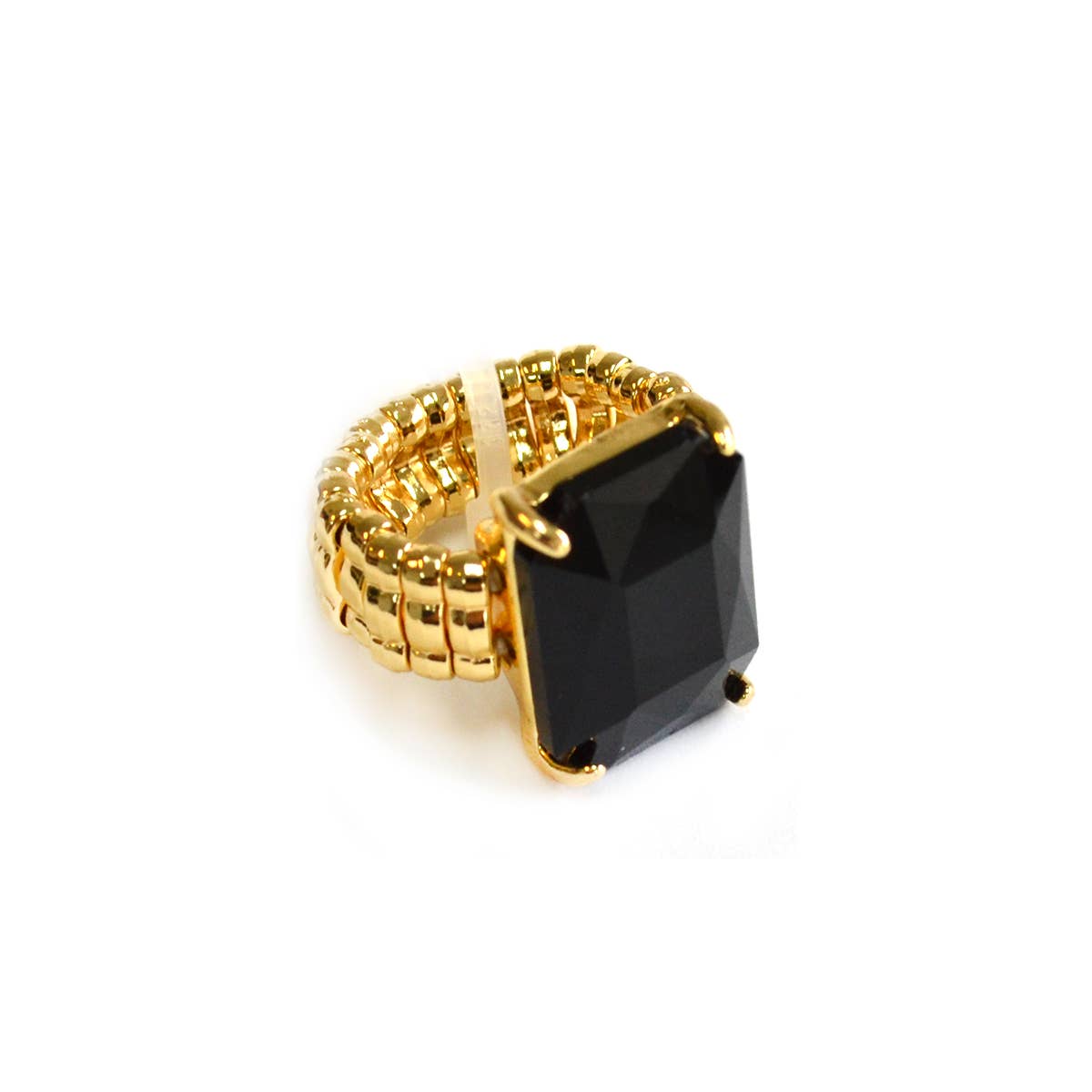 Rectangular Glass Cocktail Cut Stretched Adjustable Ring - Charmed Paisley