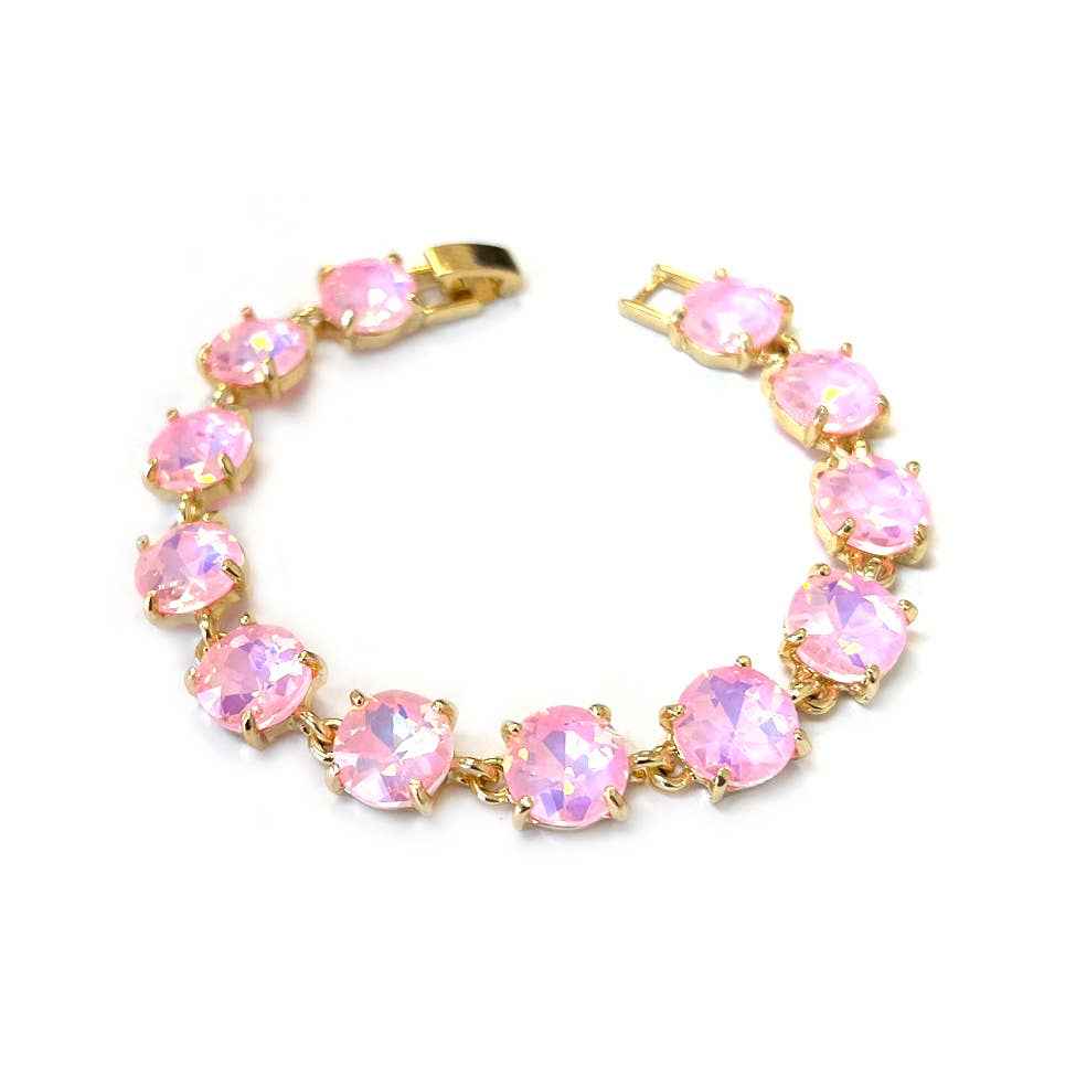 Round Cushion Cut Crystal Glass Linked Bracelet