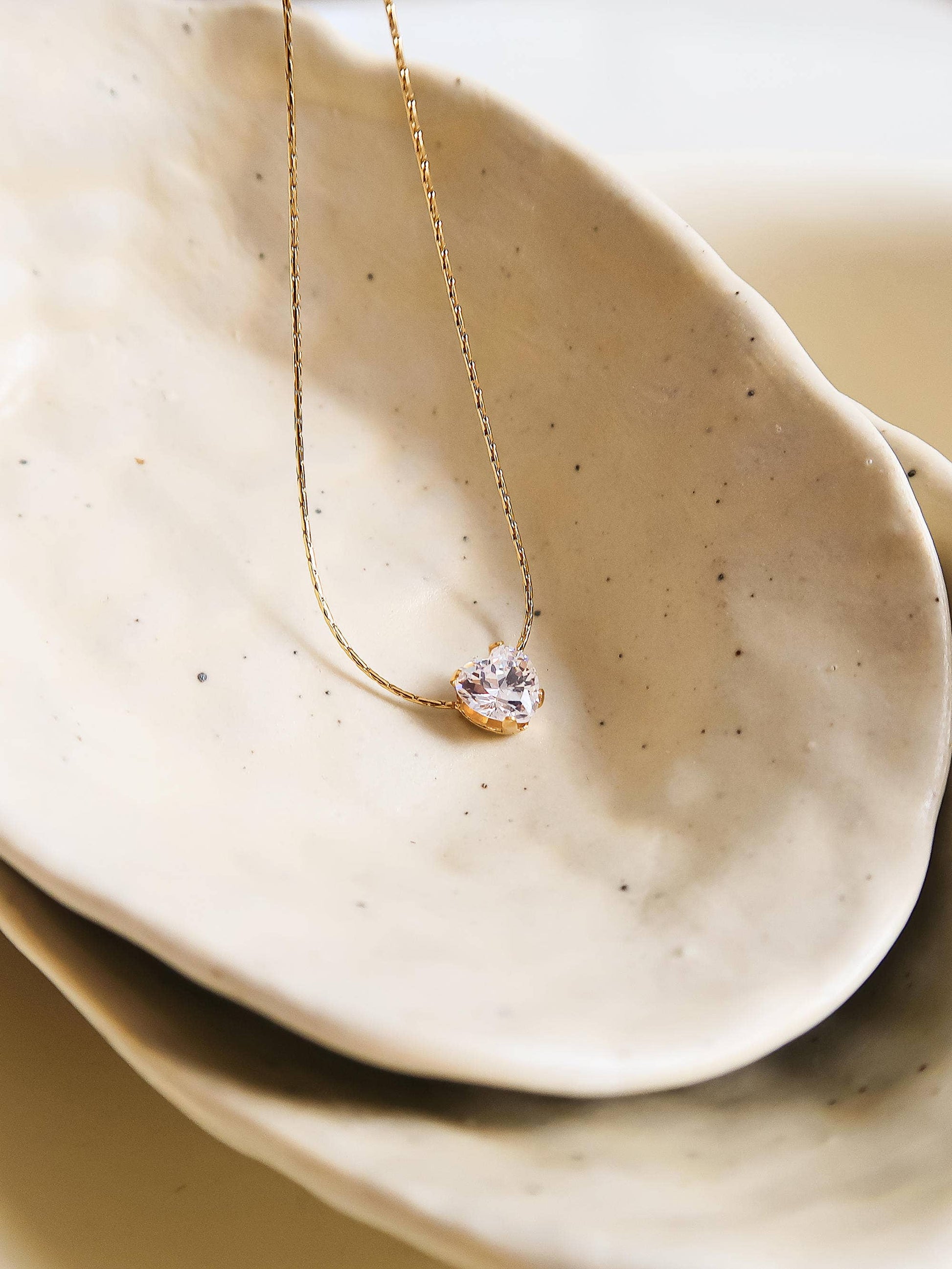 Bonnie 18K Non-Tarnish Petite Heart CZ Necklace