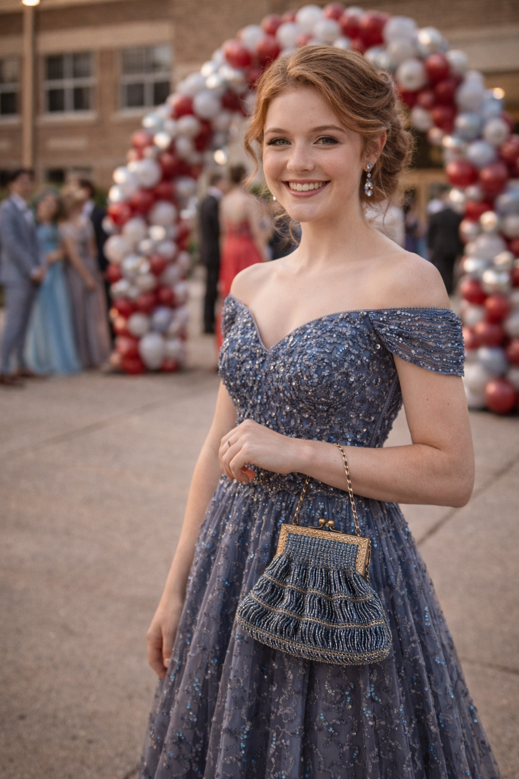 Vintage MINT denim blue beaded purse