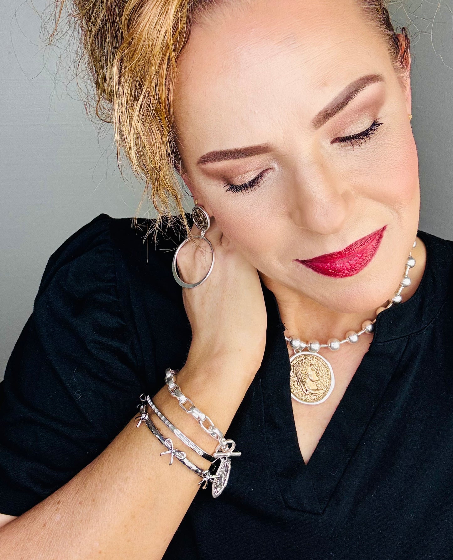 Boho Coin and Hoop Earrings – Silver & Gold Tone