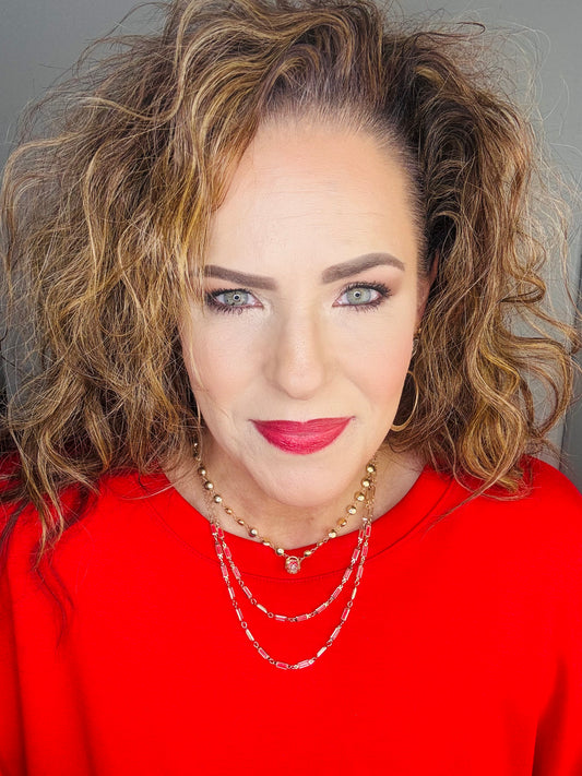 Clear Crystal Bezel Pendant Dot Chain Neckline Necklace