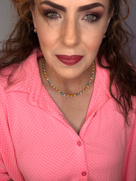 Gold Multi-color heart Necklace