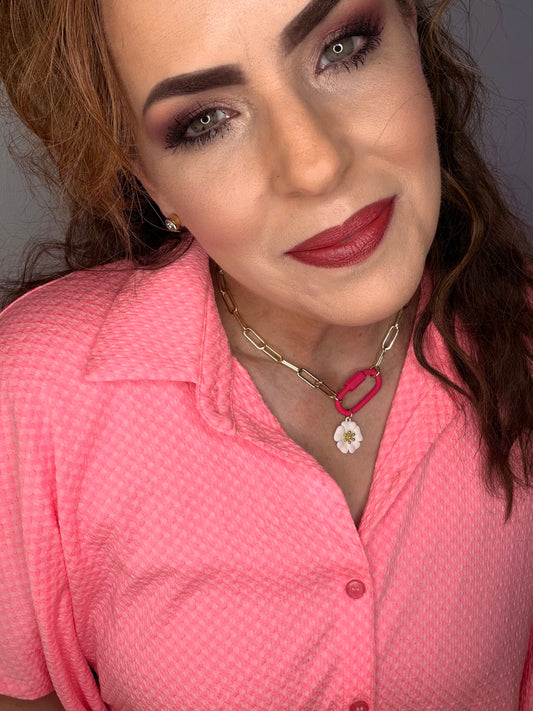 Flower Carabeaner Link Necklace