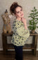 Flocked Floral Printed Striped Peplum Top