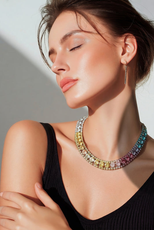 Gem Choker Multi-Colored Necklace