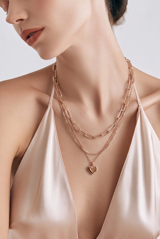 3-strand Gold Heart Necklace