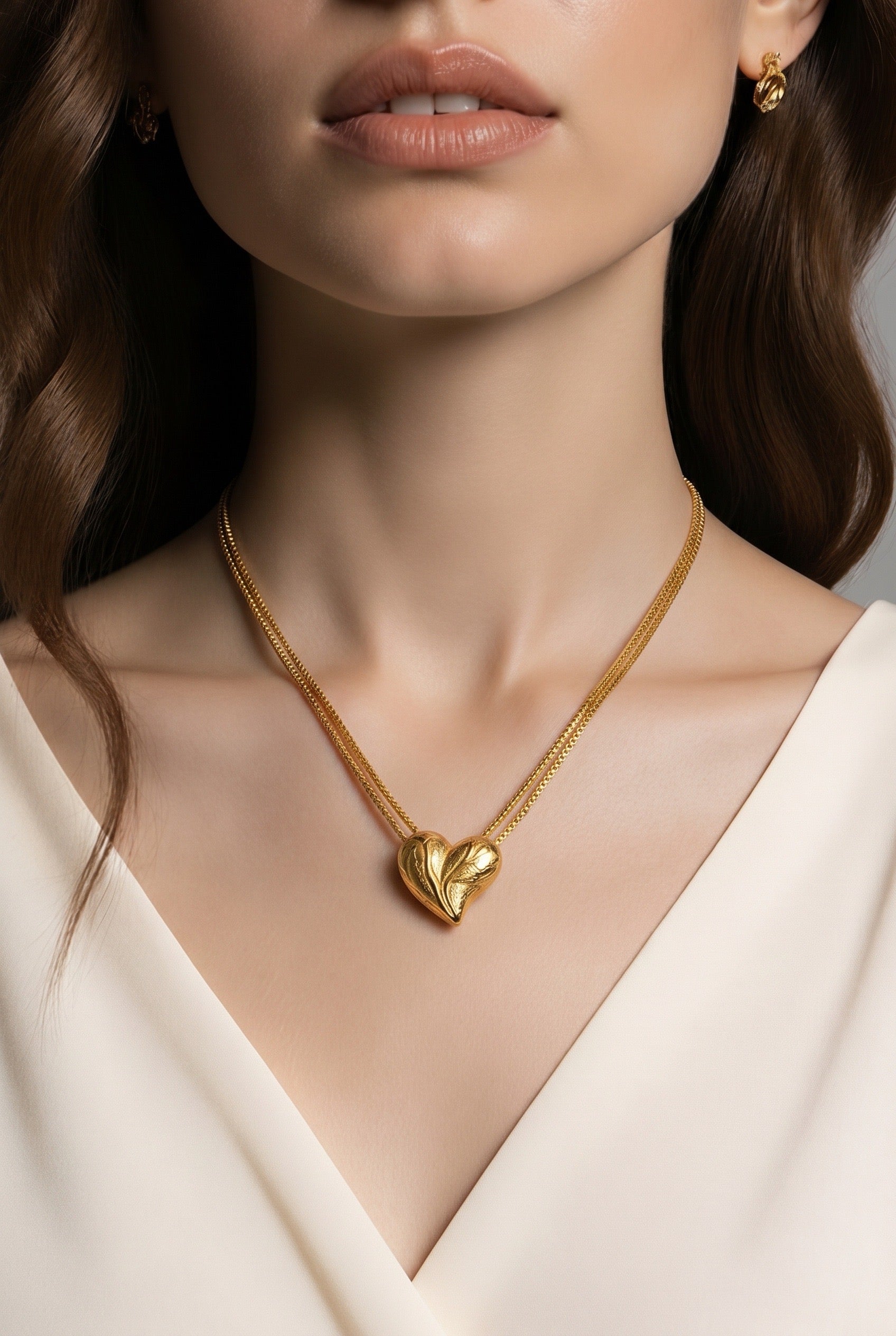 Stainless Steel Gold Heart Necklace