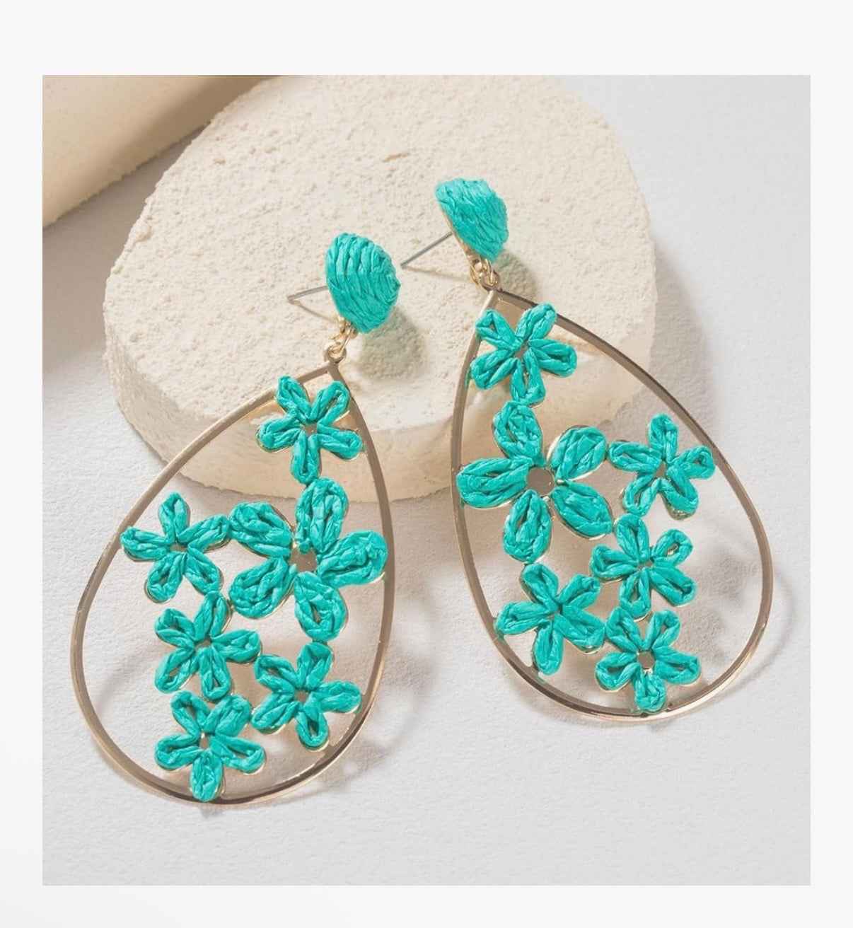Boho Teardrop Rafia Earrings