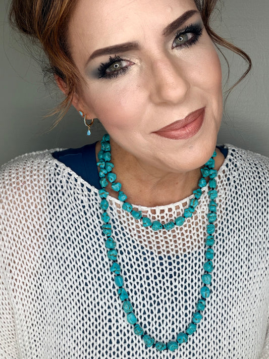 Turquoise Bead Necklace - Charmed Paisley