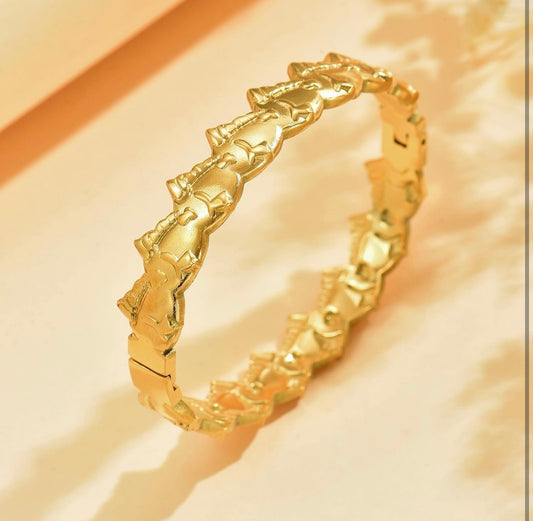 Ocean Beach 18k Plated Gold Stainless Steel  Fish Bangle Bracelet - Charmed Paisley