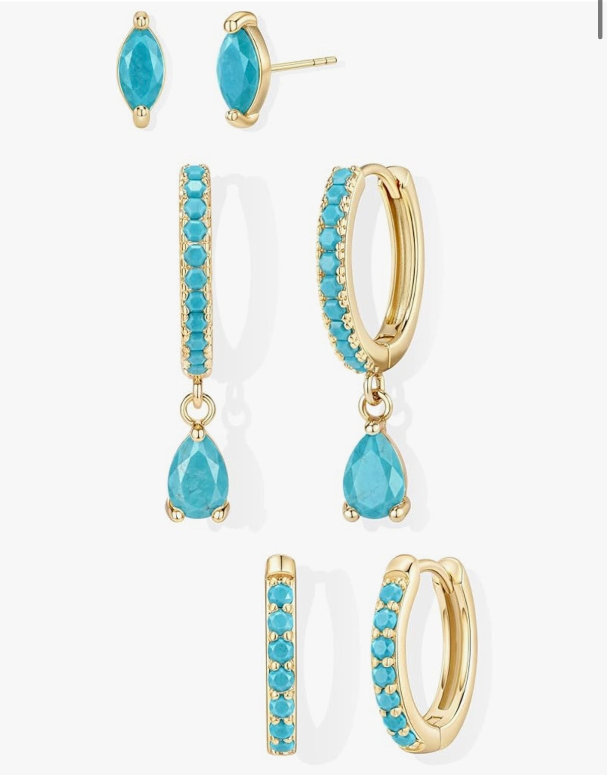 14K Gold Plated Small Huggie Hoop Earring Set - Charmed Paisley