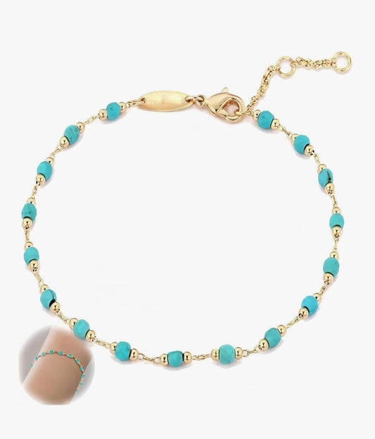 Turquoise 14k Plated Single Dainty Bracelet