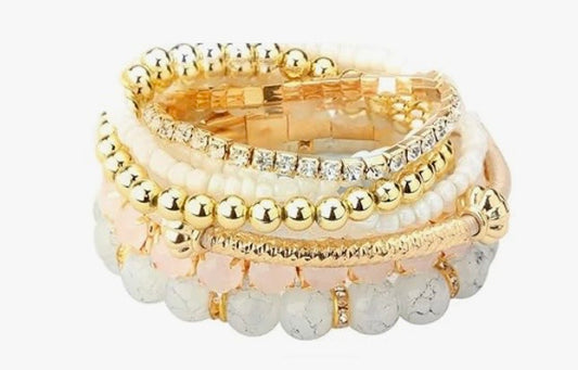 Boho Stackable Bead Bracelets (Yellow)