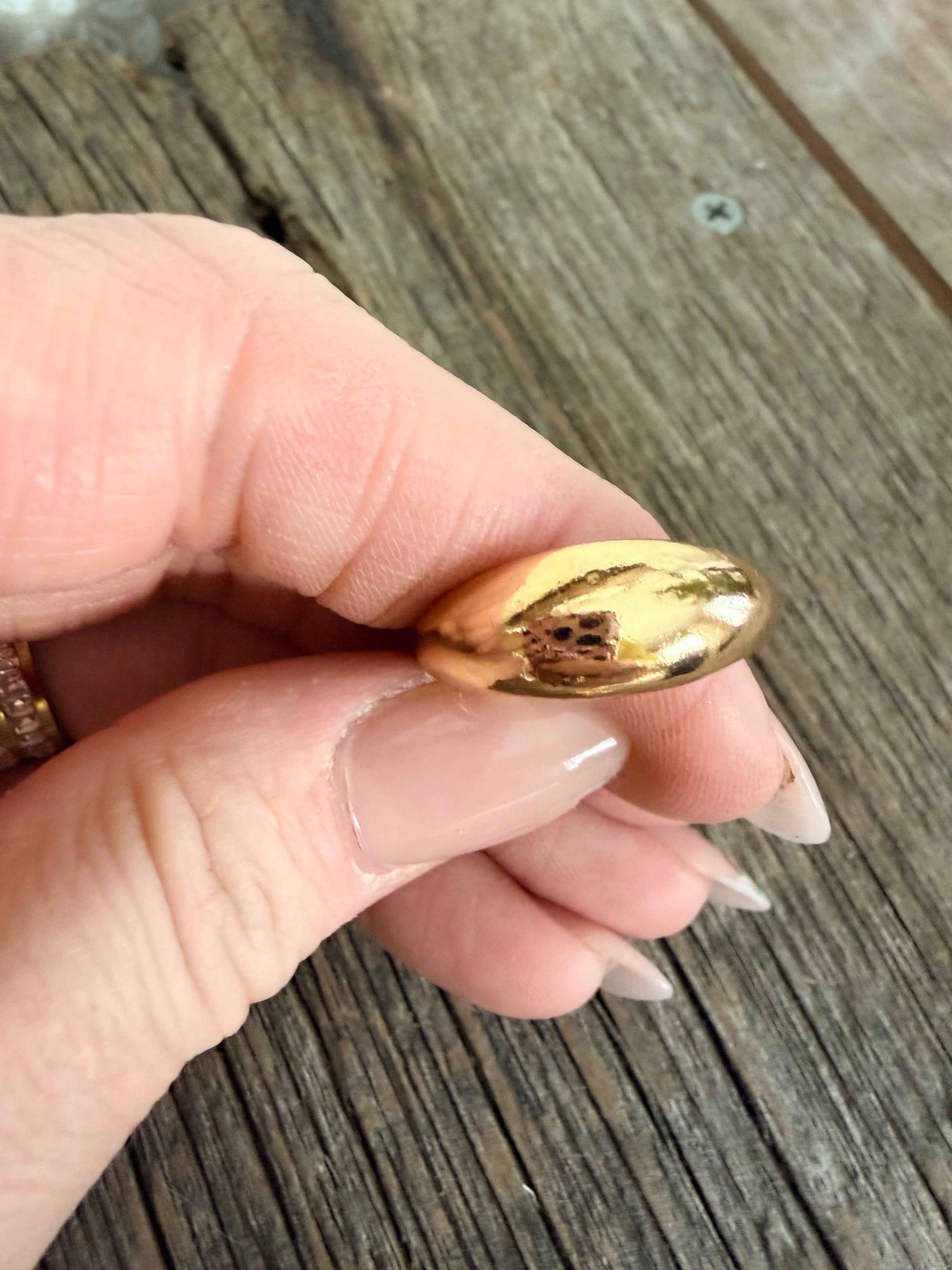 Non Tarnish Stainless Steel Chunky Statement Gold Dome Stacking Ring