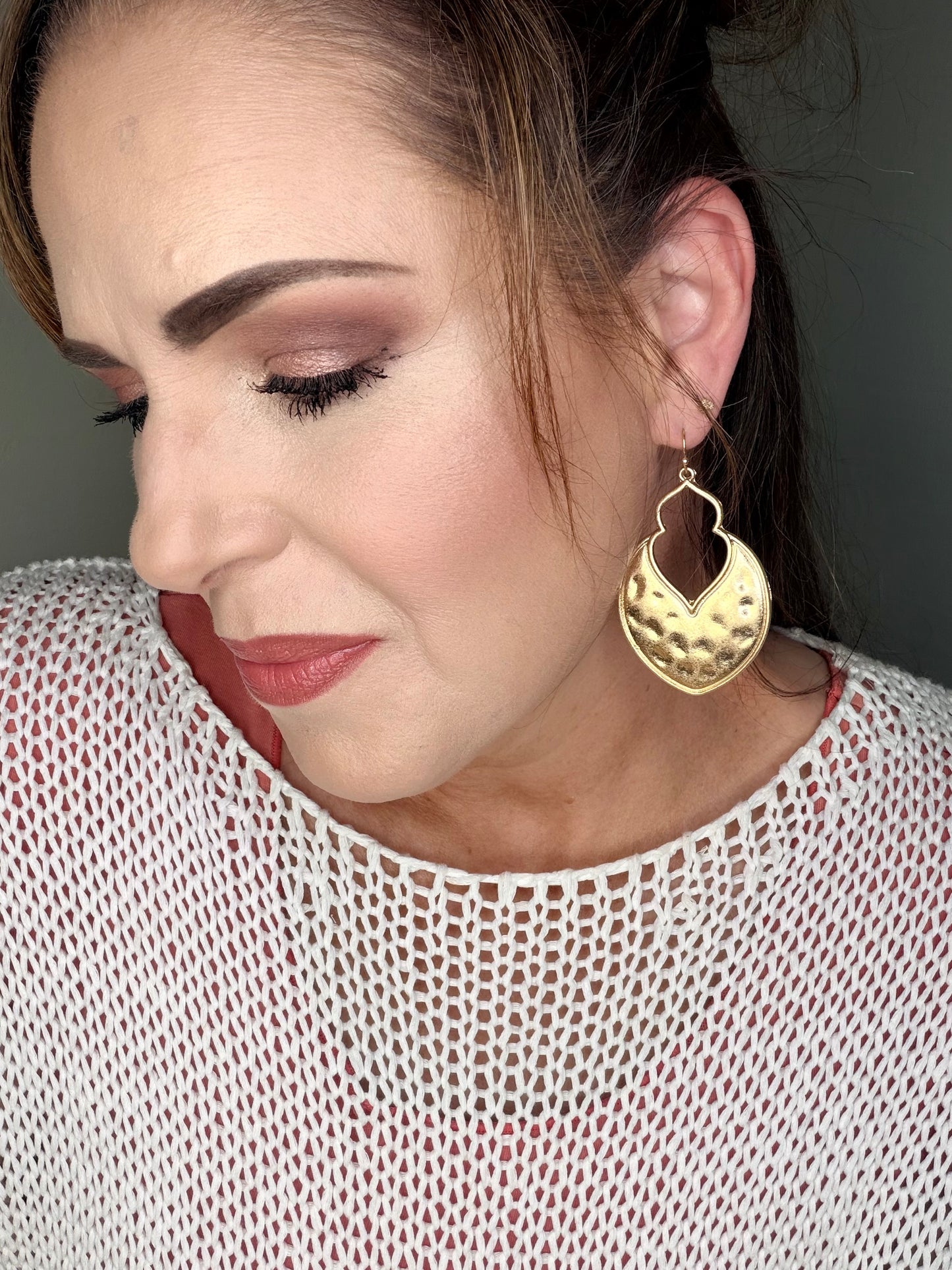 4 - Gold Arabesque Hammered Earring