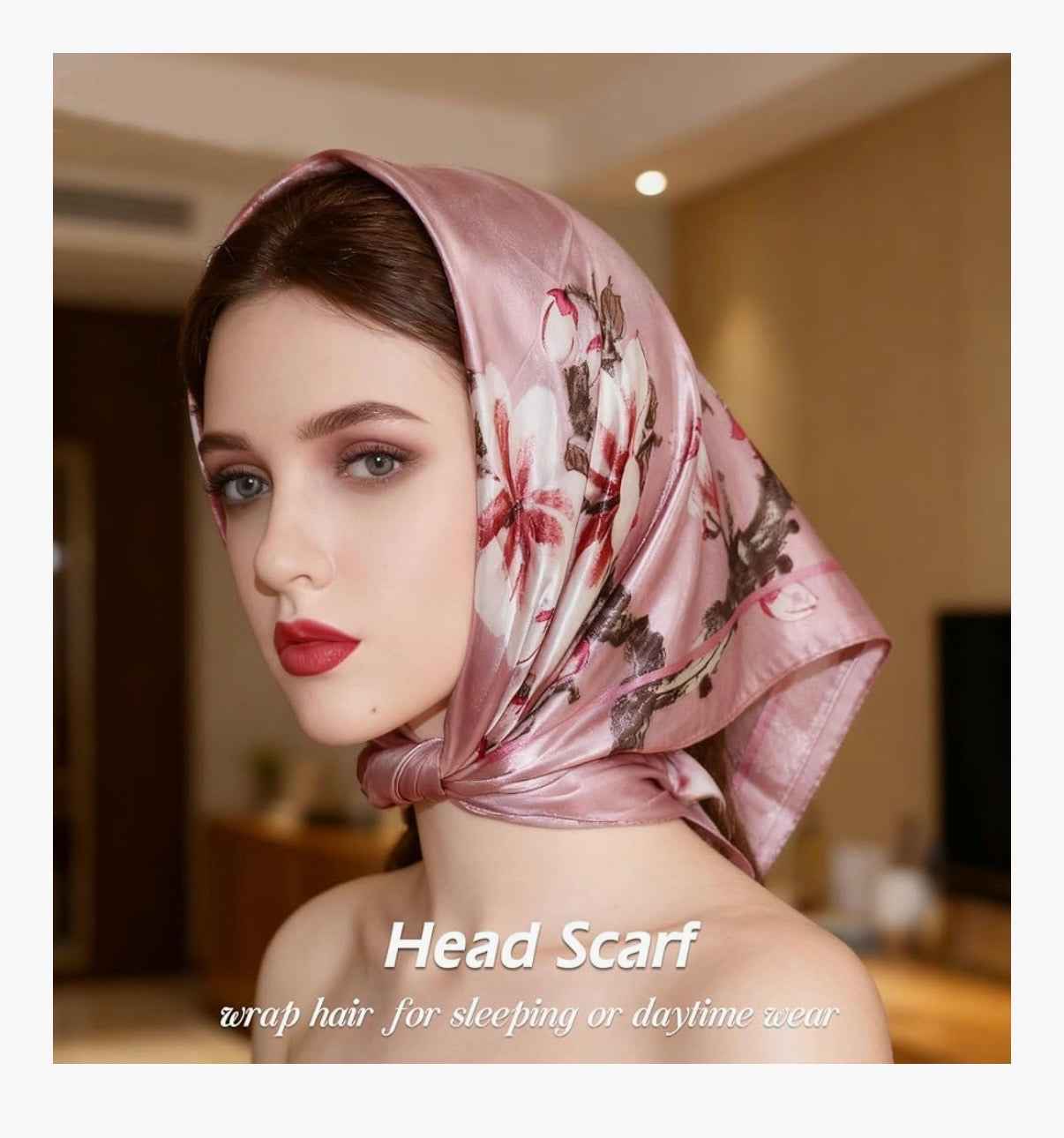 Ciormis 35" Silk Head Scarf for Women,Satin Hair Scarf Square Silk Bandana Top Neck Scarves Hair Wraps for Sleeping