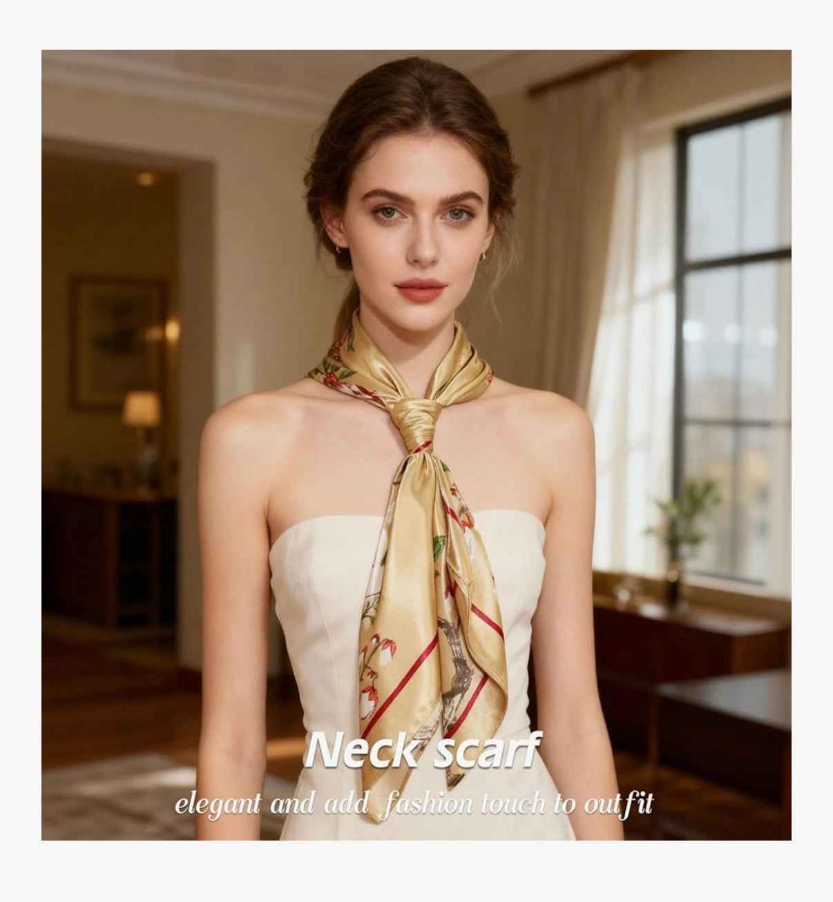 Ciormis 35" Silk Head Scarf for Women,Satin Hair Scarf Square Silk Bandana Top Neck Scarves Hair Wraps for Sleeping