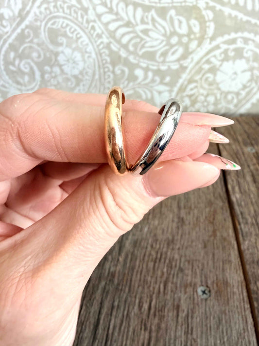 Non Tarnish Stainless Steel Chunky Statement Stacking Rings