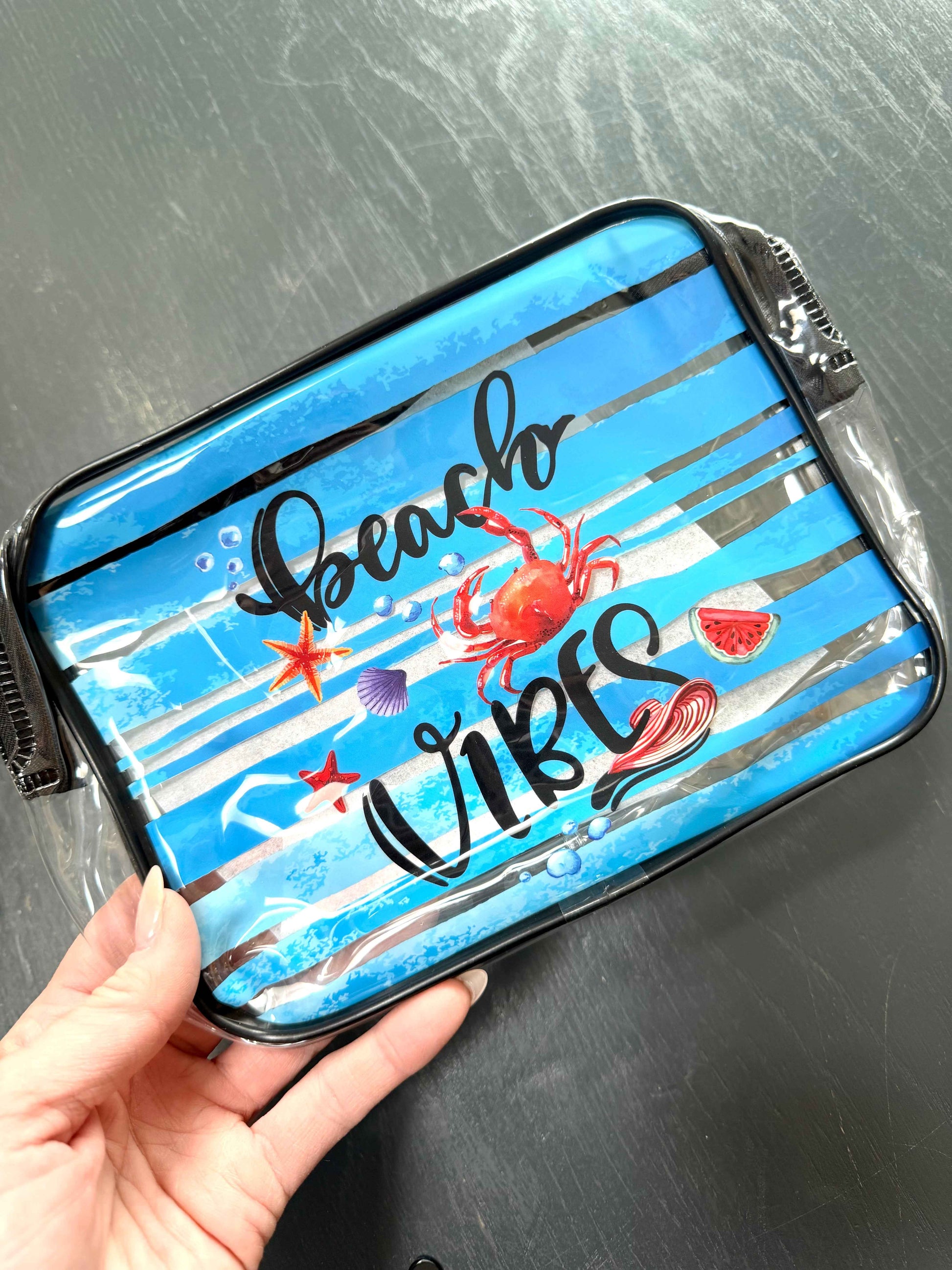 Beach Clear Makeup, Toiletry or Jewelry Bags