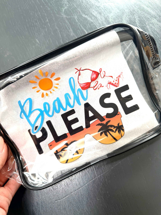Beach Clear Makeup, Toiletry or Jewelry Bags
