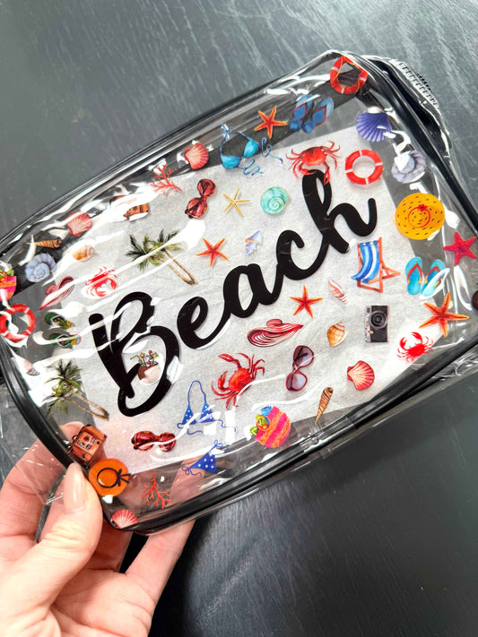 Beach Clear Makeup, Toiletry or Jewelry Bags