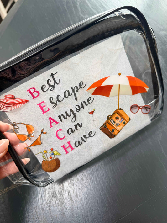 Beach Clear Makeup, Toiletry or Jewelry Bags