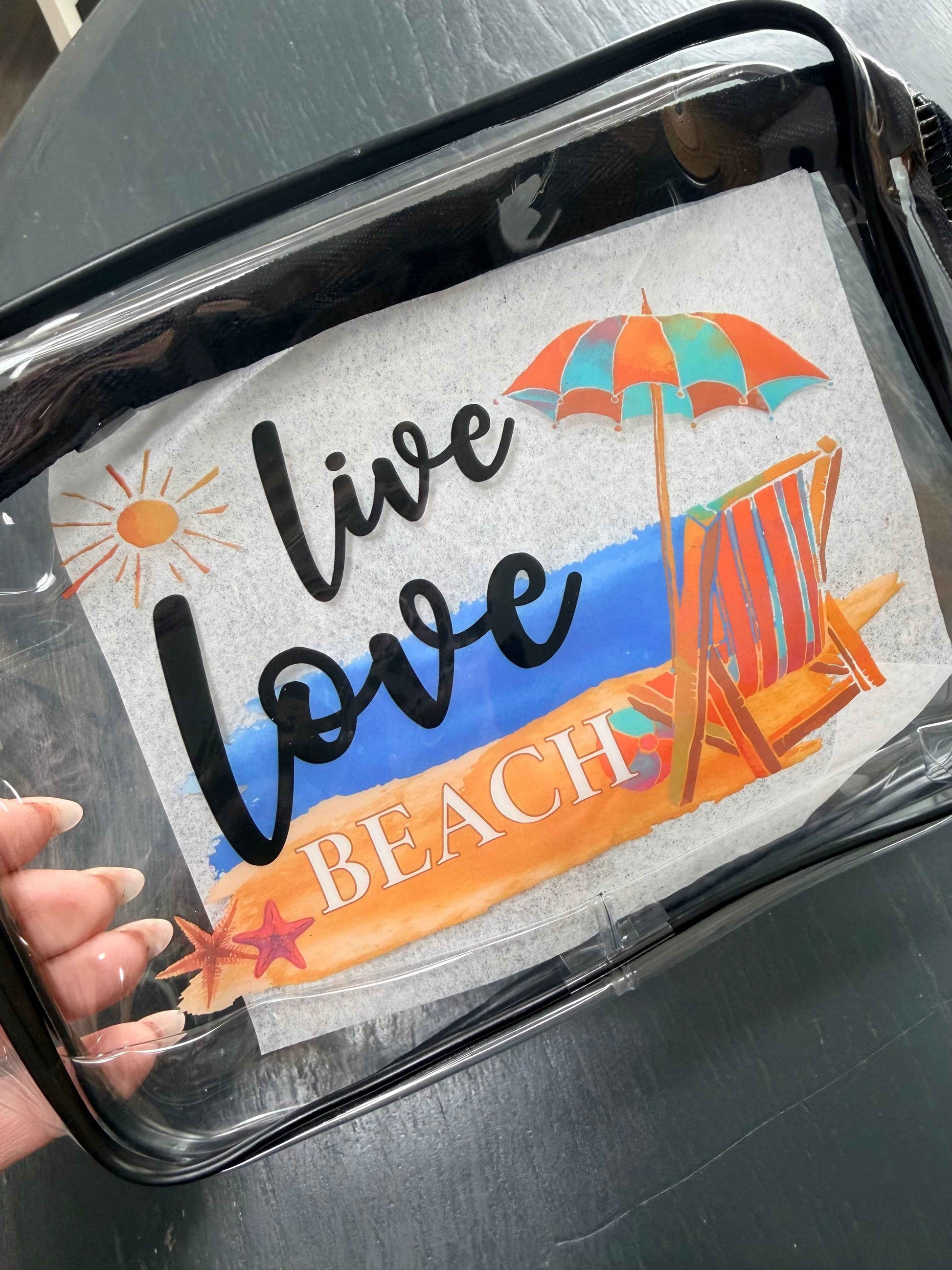 Beach Clear Makeup, Toiletry or Jewelry Bags
